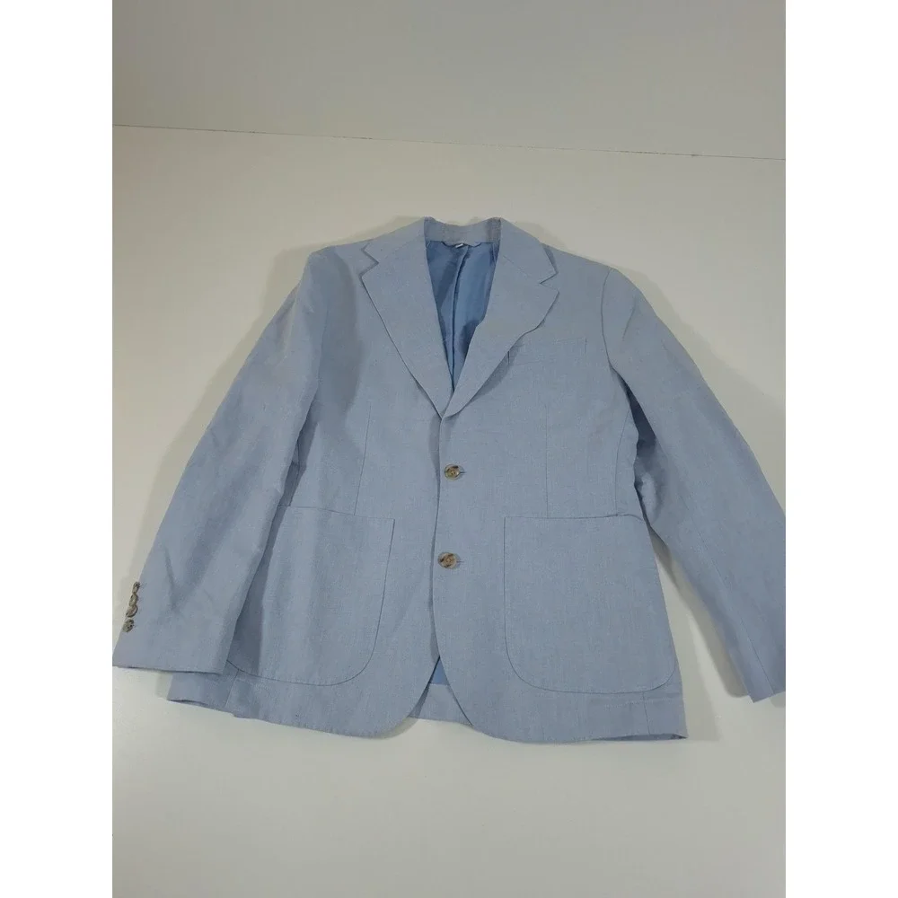 Bonobos Blazer Mens 38 Short Light Blue Linen Cotton Sport Coat Casual FLAW